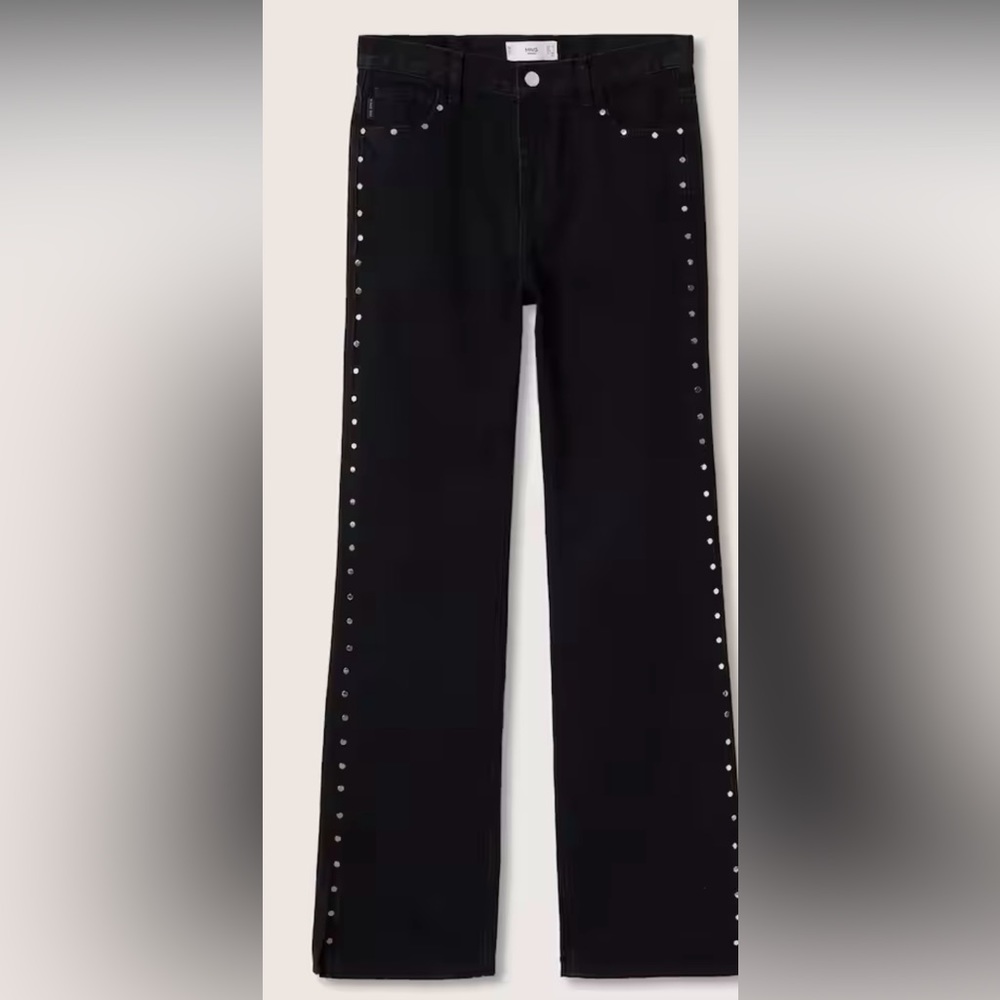 Mango Black Straight Leg Jeans with Silver Accents